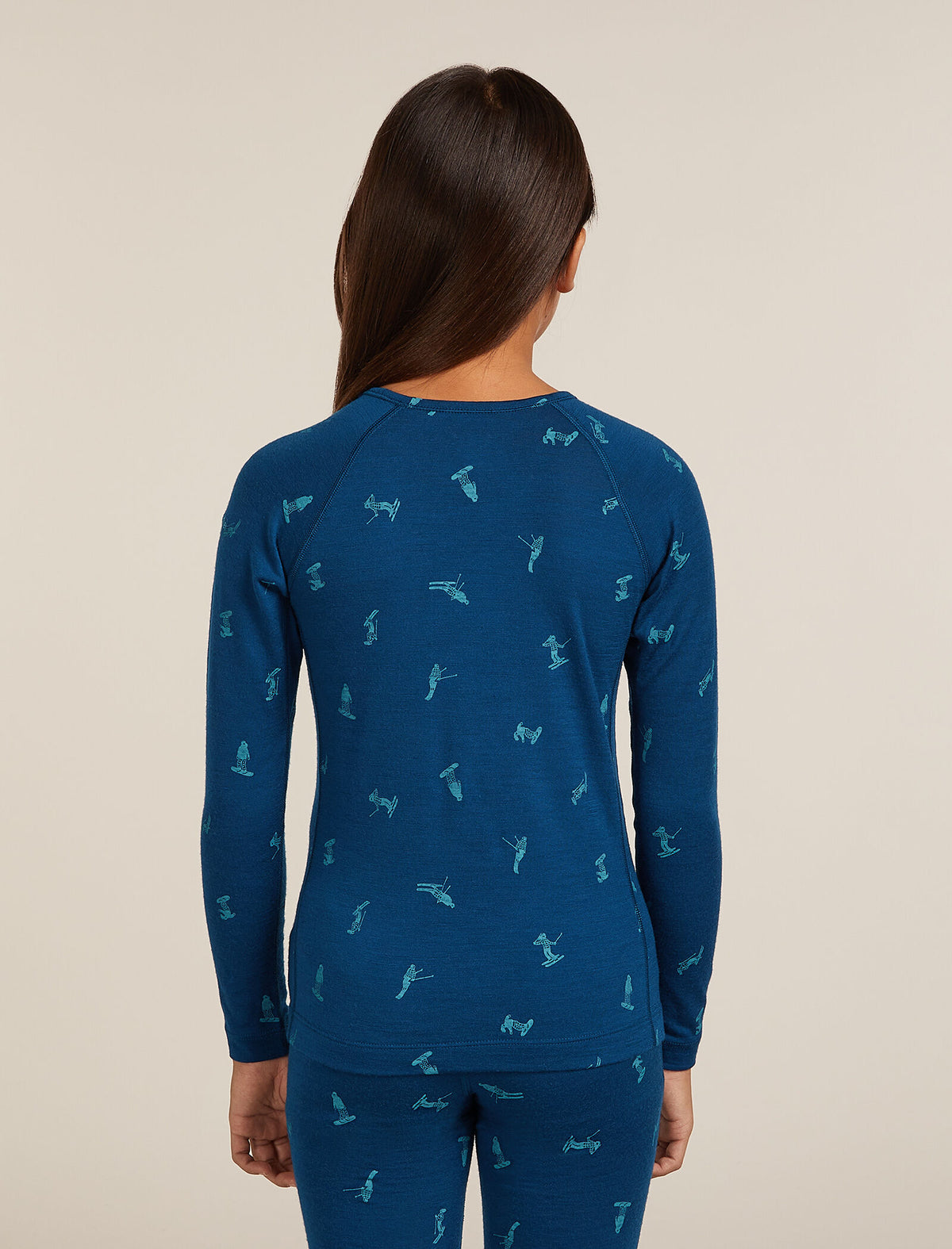 Kids’ Merino 200 Oasis Long Sleeve Crewe Thermal Top Snow Day Atlantis/Topaz - 4