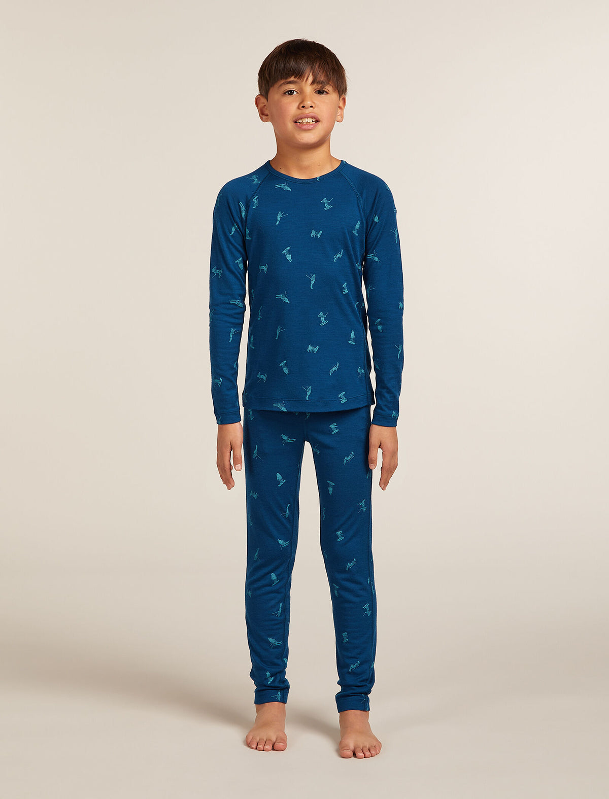 Kids’ Merino 200 Oasis Thermal Leggings Snow Day Atlantis/Topaz - 3