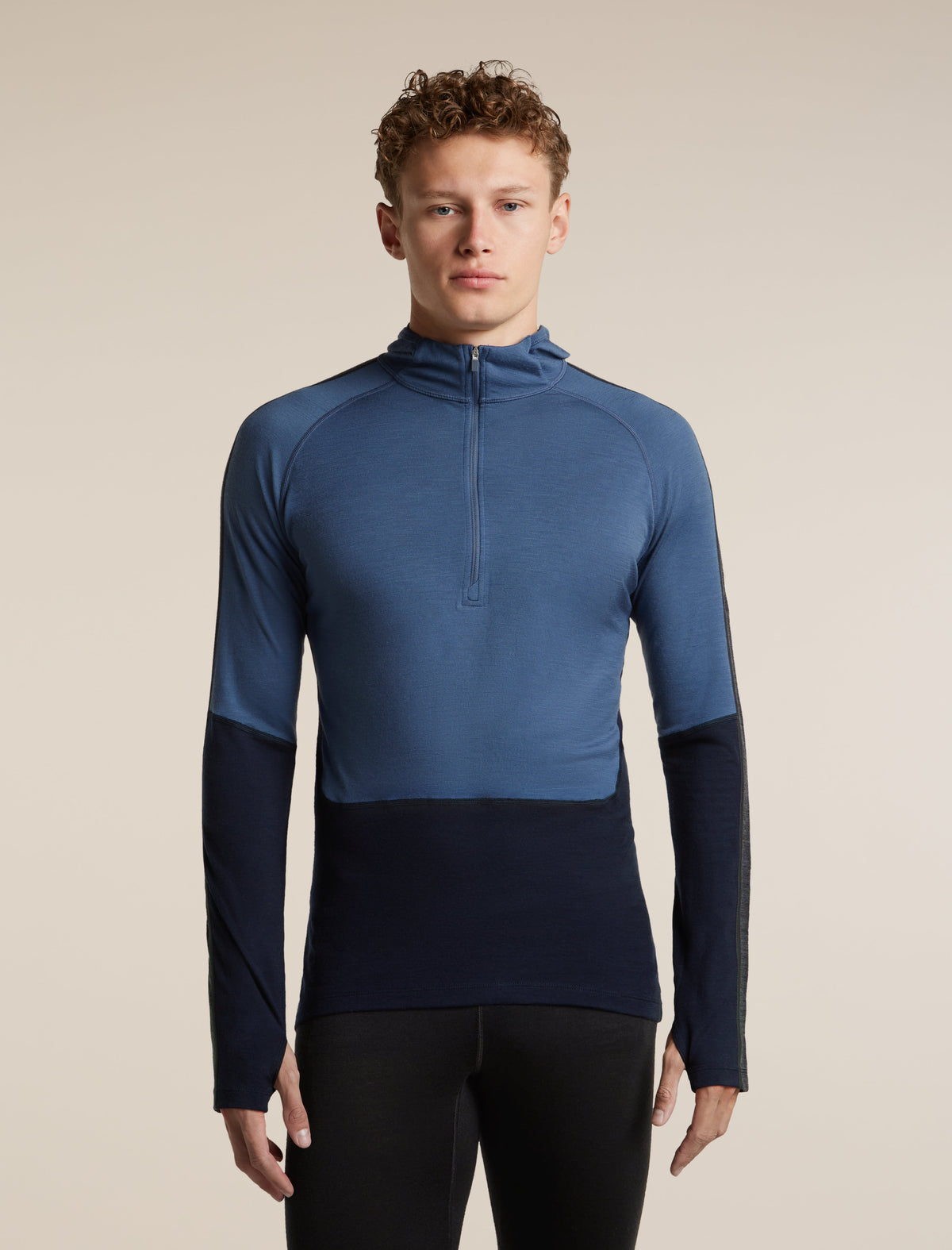 Men's Merino 200 Oasis+ Long Sleeve Thermal Half Zip Hoodie Midnight Navy/Dawn/Jet Heather - 1