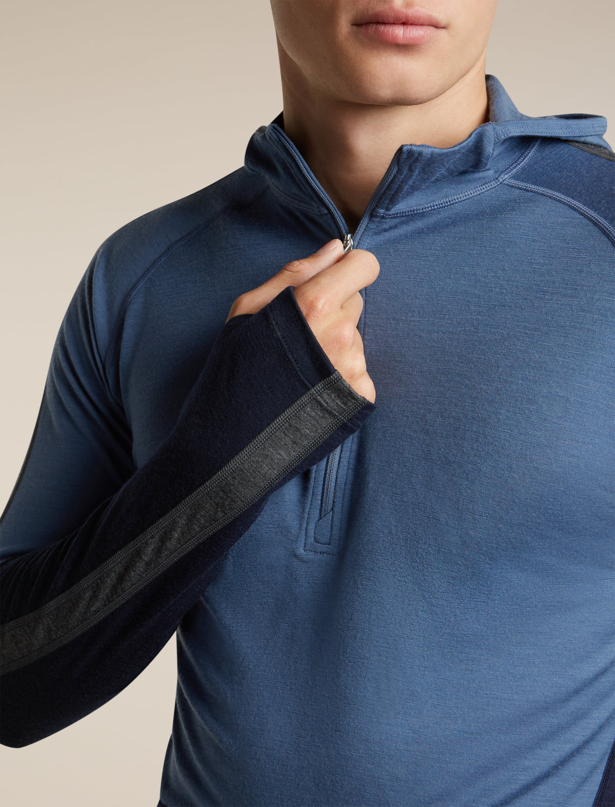 Men's Merino 200 Oasis+ Long Sleeve Thermal Half Zip Hoodie Midnight Navy/Dawn/Jet Heather - 6
