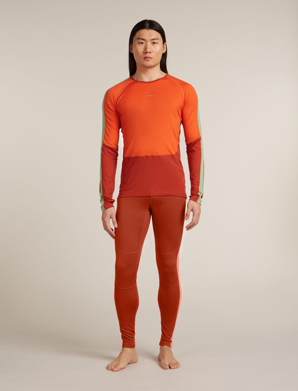 Men's Merino 200 Oasis+ Long Sleeve Crewe Thermal Top Agate/Fervid - 3