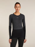 Women's Merino 200 Oasis+ Long Sleeve Crewe Thermal Top Black/Jet Heather - 1