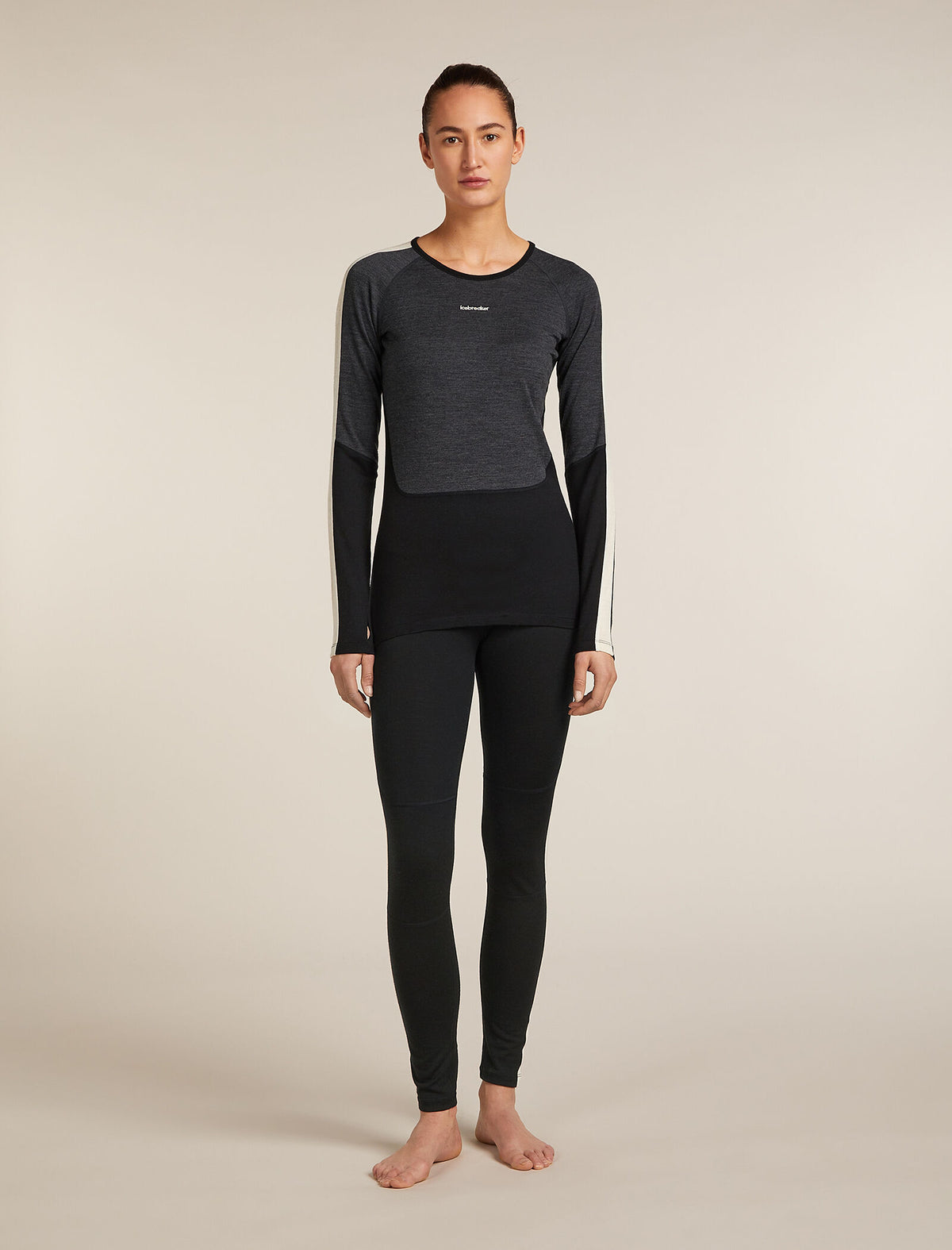 Women's Merino 200 Oasis+ Long Sleeve Crewe Thermal Top Black/Jet Heather - 3