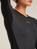 Women's Merino 200 Oasis+ Long Sleeve Crewe Thermal Top Black/Jet Heather - 8