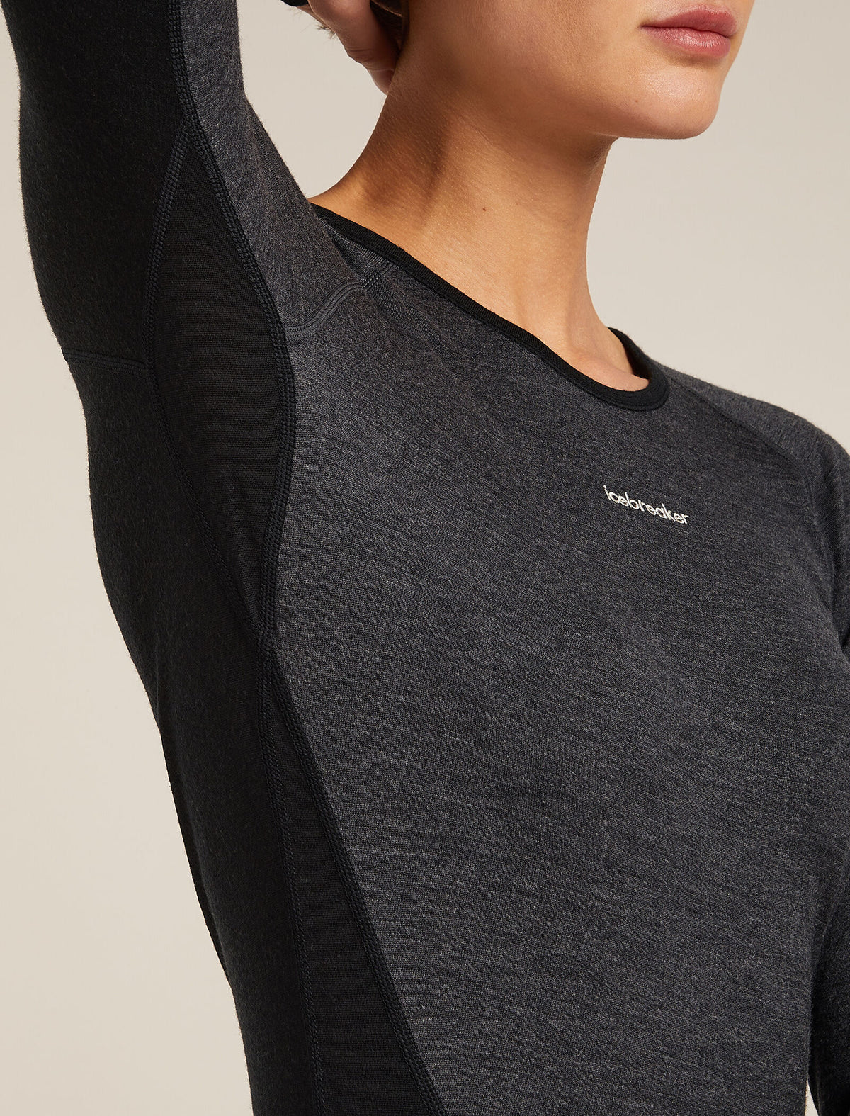 Women's Merino 200 Oasis+ Long Sleeve Crewe Thermal Top Black/Jet Heather - 8