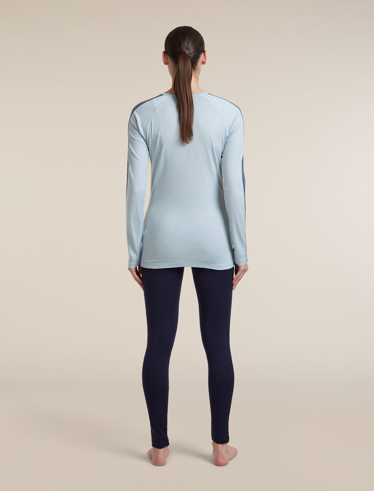 Women's Merino 200 Oasis+ Long Sleeve Crewe Zinc Blue/Ecru Heather/Dawn - 9