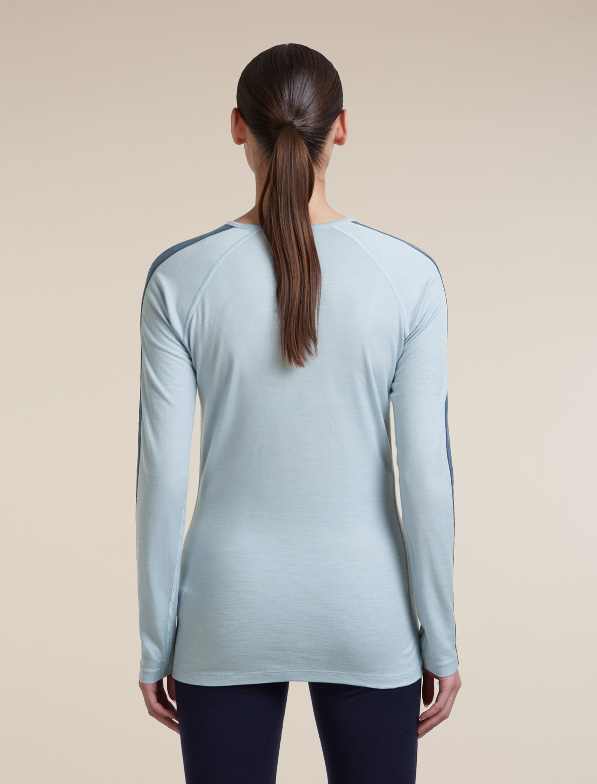 Women's Merino 200 Oasis+ Long Sleeve Crewe Zinc Blue/Ecru Heather/Dawn - 2