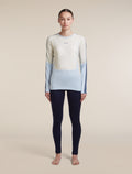 Women's Merino 200 Oasis+ Long Sleeve Crewe Zinc Blue/Ecru Heather/Dawn - 3