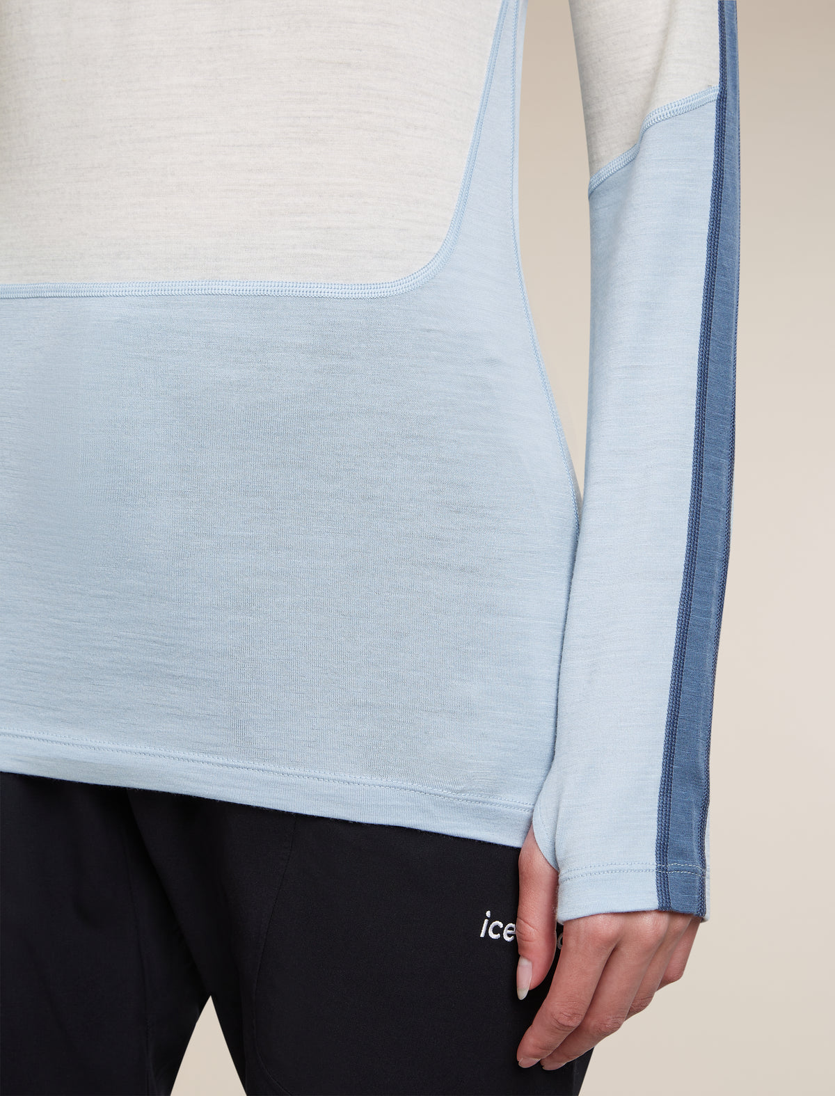 Women's Merino 200 Oasis+ Long Sleeve Crewe Zinc Blue/Ecru Heather/Dawn - 6