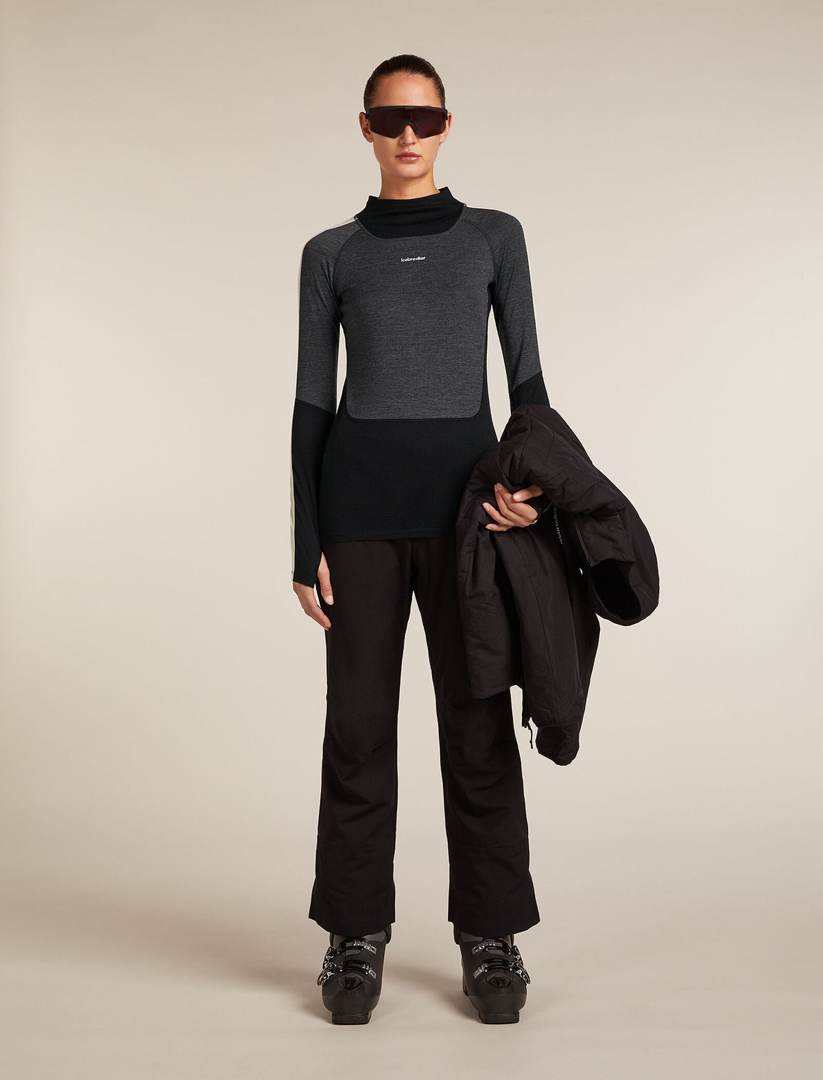 Women's Merino 200 Oasis+ Long Sleeve High Neck Thermal Top Black/Jet Hthr - 4