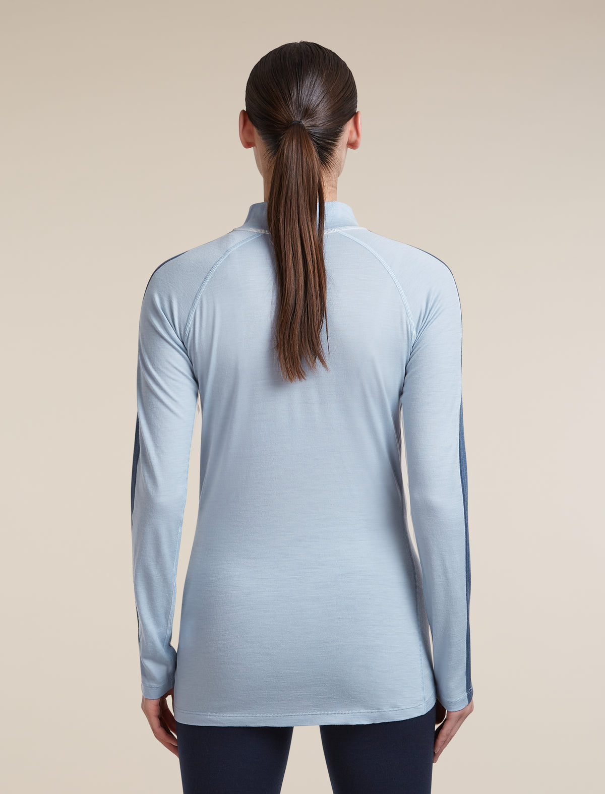 Women's Merino 200 Oasis+ Long Sleeve High Neck Zinc Blue/Ecru Heather/Dawn - 2
