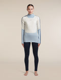 Women's Merino 200 Oasis+ Long Sleeve High Neck Zinc Blue/Ecru Heather/Dawn - 3