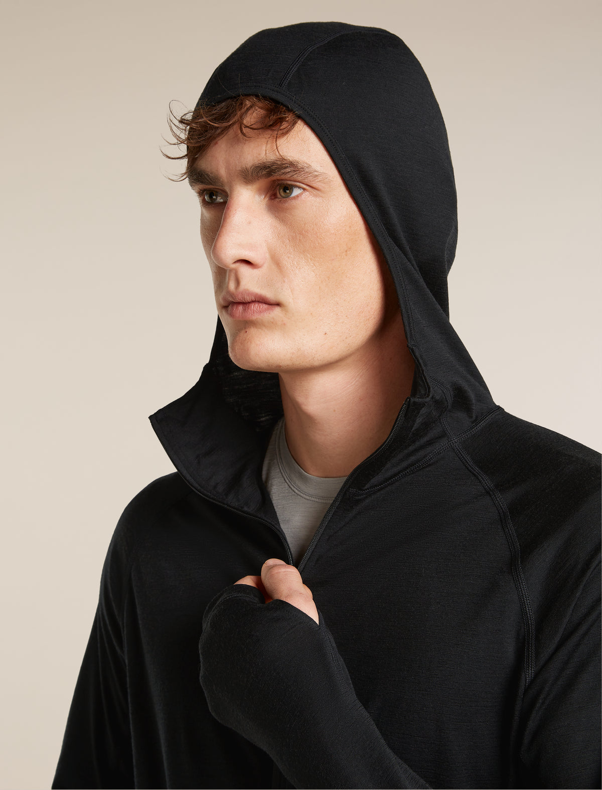 Men's 150 MerinoFine™ Ace Long Sleeve Zip Hoodie UPF Black - 7