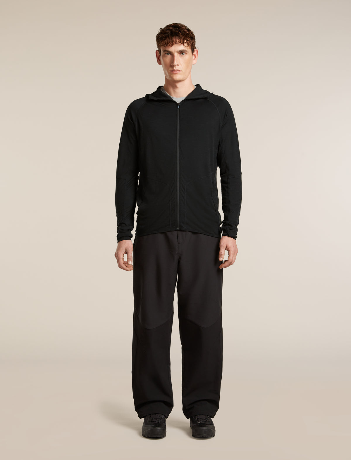 Men's 150 MerinoFine™ Ace Long Sleeve Zip Hoodie UPF Black - 3