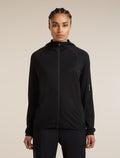 Women's 150 MerinoFine™ Ace Long Sleeve Zip Hoodie UPF Black - 1
