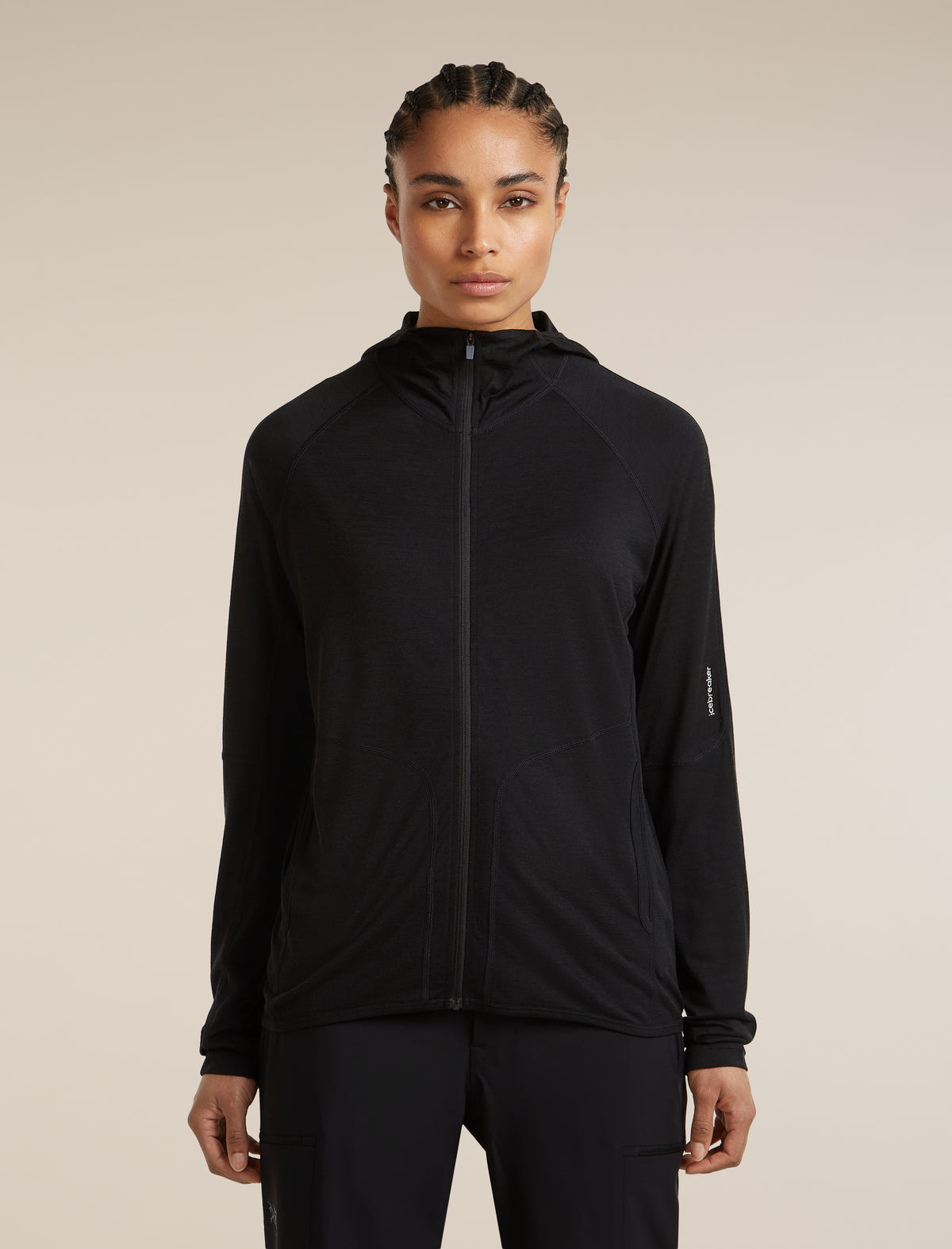 Women's 150 MerinoFine™ Ace Long Sleeve Zip Hoodie UPF Black - 1