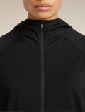 Women's 150 MerinoFine™ Ace Long Sleeve Zip Hoodie UPF Black - 6