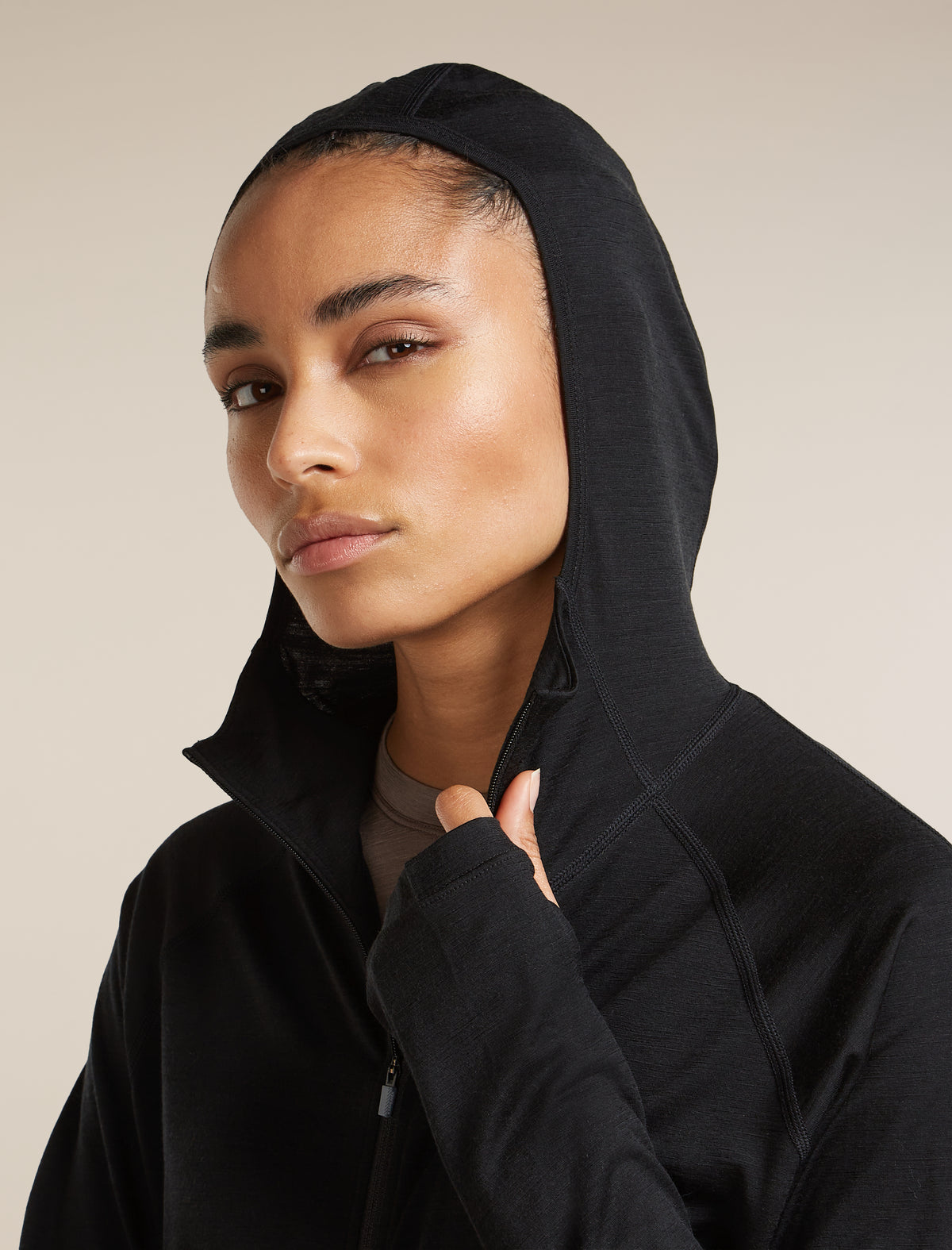 Women's 150 MerinoFine™ Ace Long Sleeve Zip Hoodie UPF Black - 7