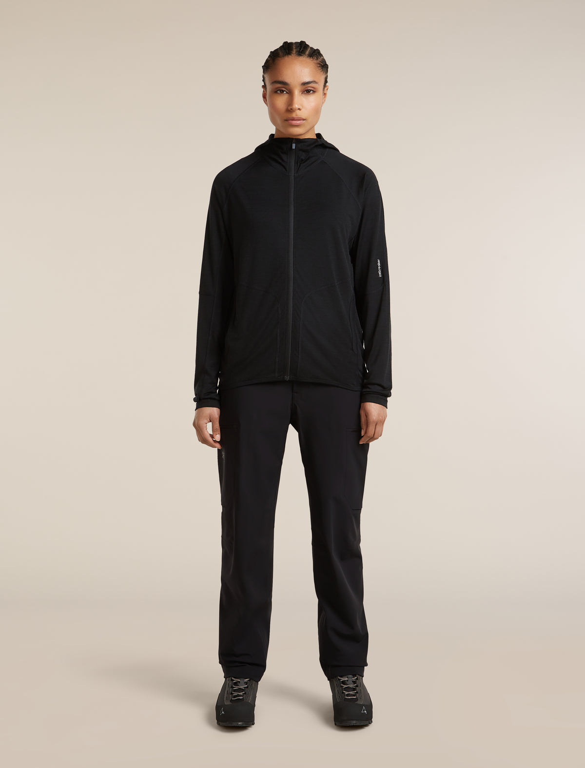 Women's 150 MerinoFine™ Ace Long Sleeve Zip Hoodie UPF Black - 3