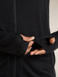Women's 150 MerinoFine™ Ace Long Sleeve Zip Hoodie UPF Black - 10