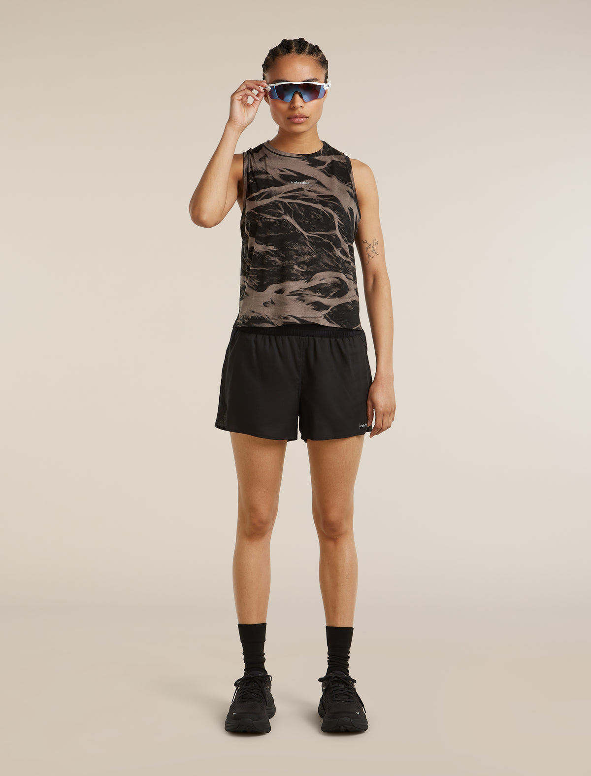 Women's Merino Blend 125 Cool-Lite™ Speed Tank Motion AOP Porcini/Black - 4