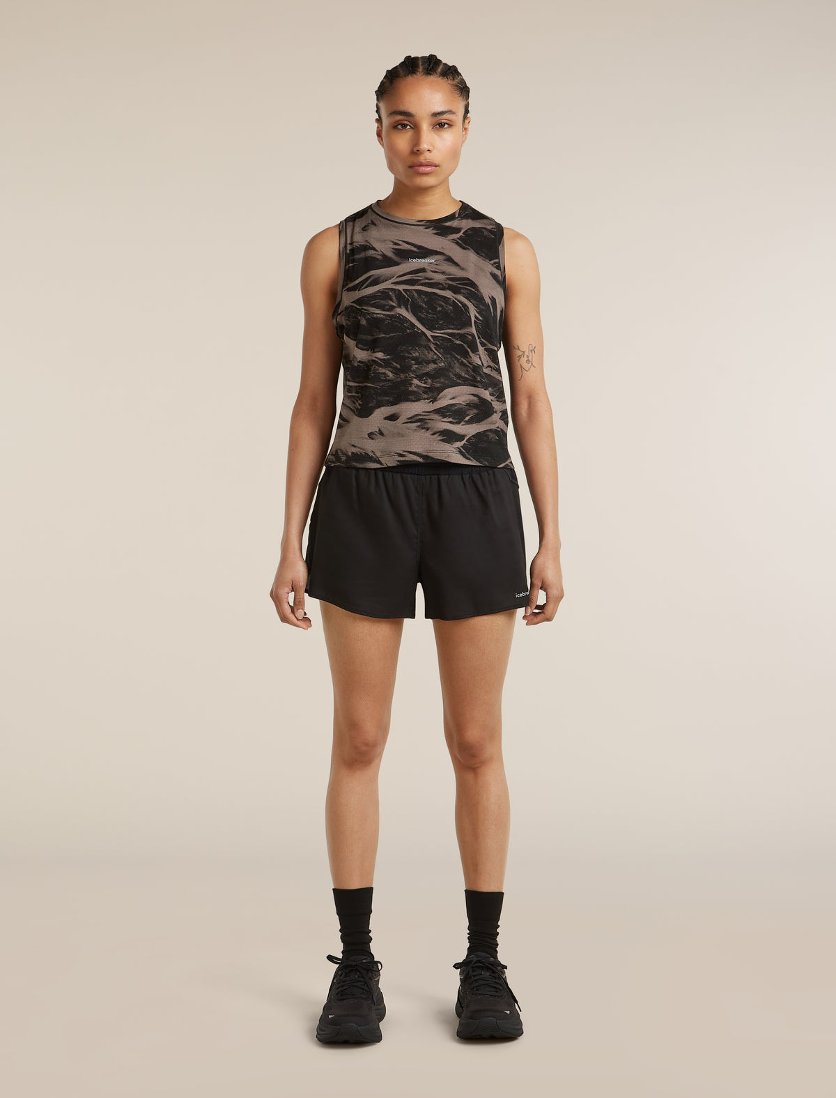 Women's Merino Blend 125 Cool-Lite™ Speed Tank Motion AOP Porcini/Black - 3