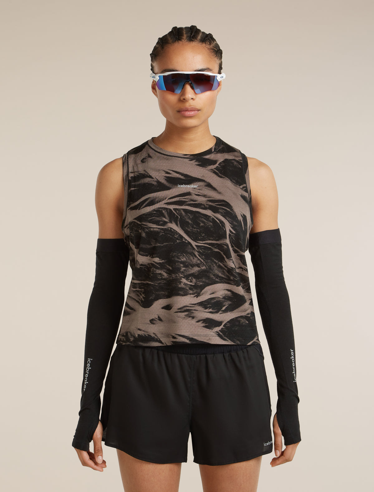 Women's Merino Blend 125 Cool-Lite™ Speed Tank Motion AOP Porcini/Black - 8
