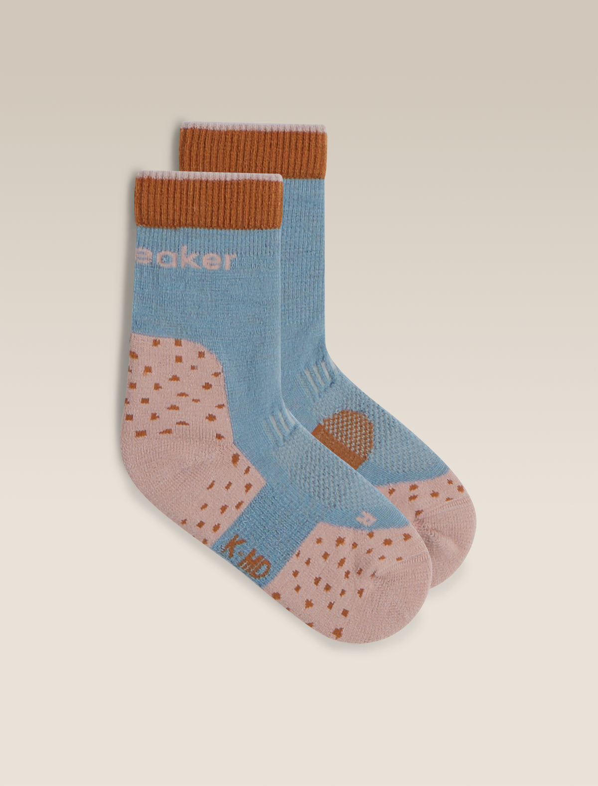 Kids' Merino Hike+ Light Crew Socks Flint Blue/Pink Quartz - 1