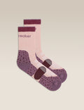 Kids' Merino Hike+ Light Crew Socks Pink Quartz/Grey Plum/Dark Berry - 1
