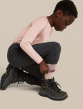 Kids' Merino Hike+ Light Crew Socks Pink Quartz/Grey Plum/Dark Berry - 8