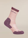 Kids' Merino Hike+ Light Crew Socks Pink Quartz/Grey Plum/Dark Berry - 4