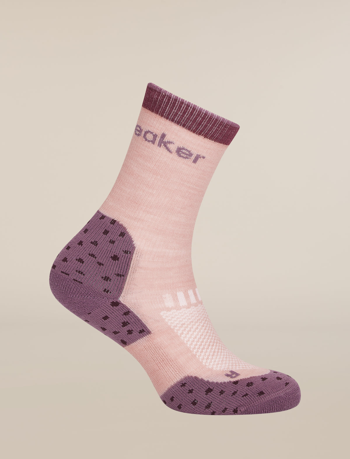 Kids' Merino Hike+ Light Crew Socks Pink Quartz/Grey Plum/Dark Berry - 4