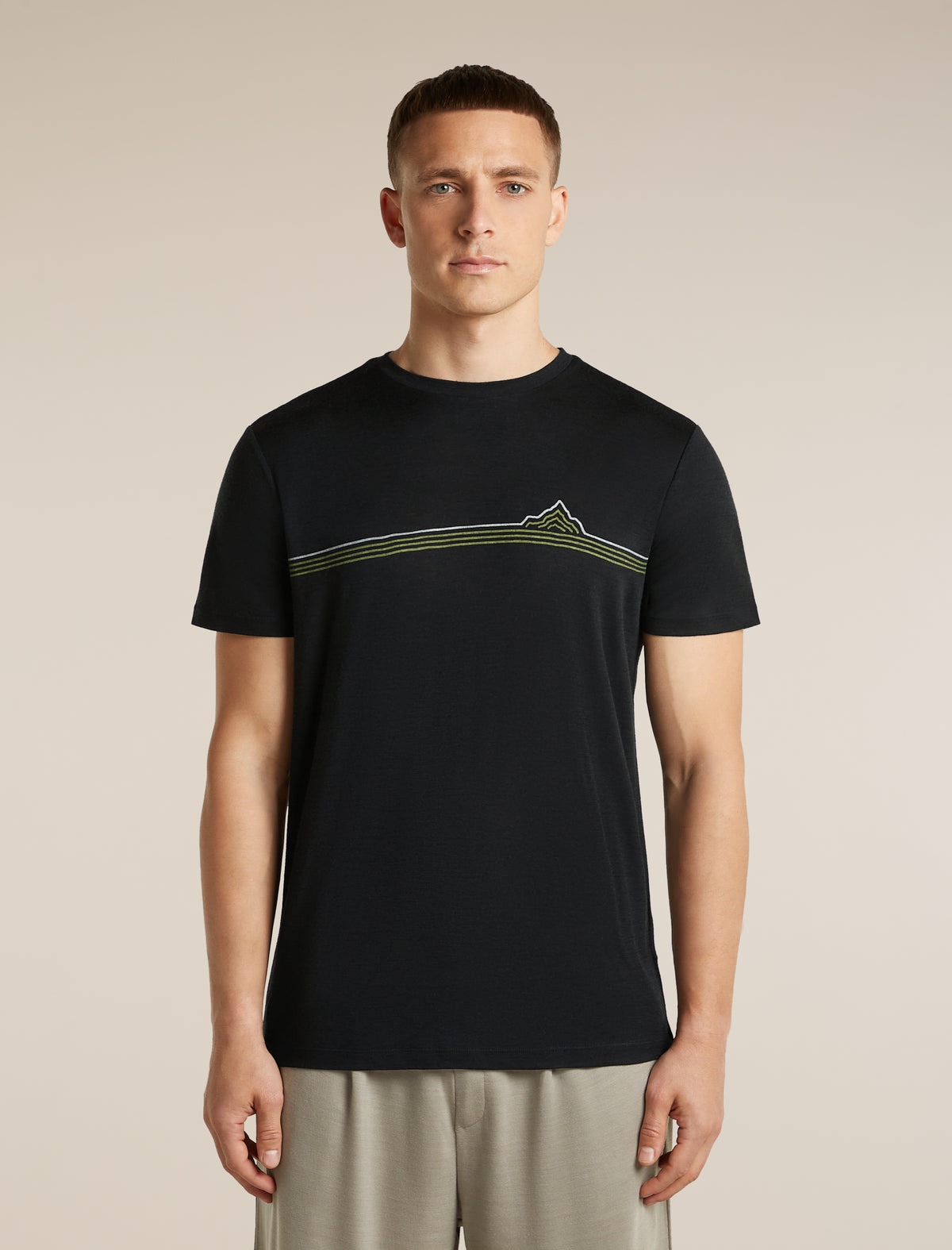Men's Merino 150 Tech Lite Short Sleeve Tee Range Stripes Black - 1