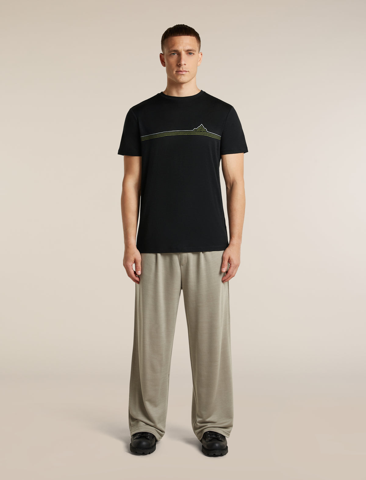 Men's Merino 150 Tech Lite Short Sleeve Tee Range Stripes Black - 3
