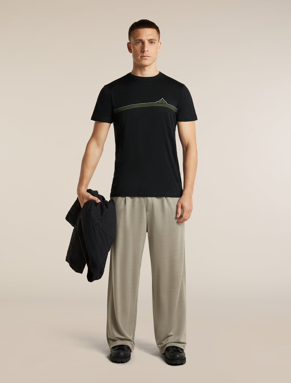 Men's Merino 150 Tech Lite Short Sleeve Tee Range Stripes Black - 4