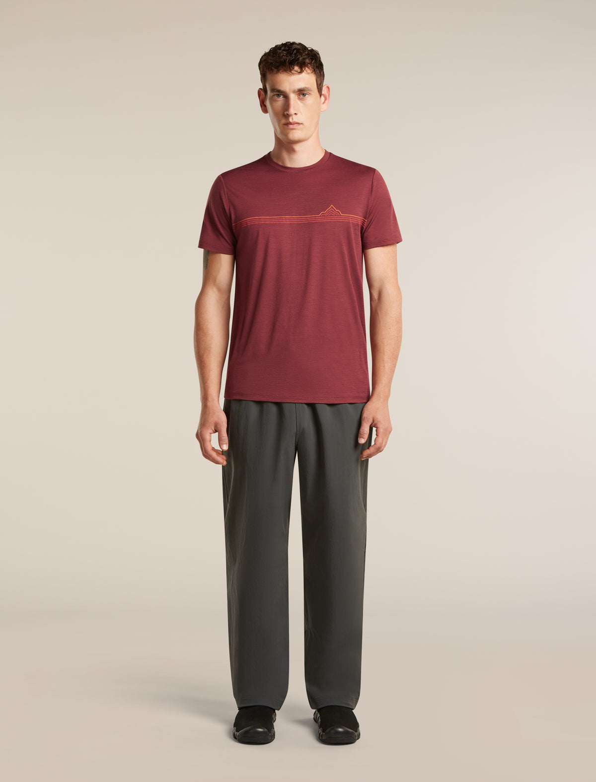 Men's Merino 150 Tech Lite Short Sleeve Tee Range Stripes Port - 3