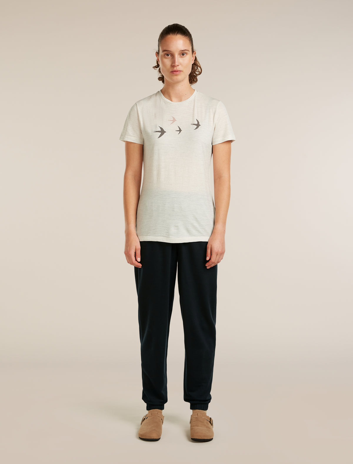 Women's Merino 150 Tech Lite Short Sleeve Tee Bird Transit Ecru hthr - 3