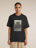 Women's Merino 150 Tech Lite Short Sleeve Relaxed Tee Mountain Shift Black - 1
