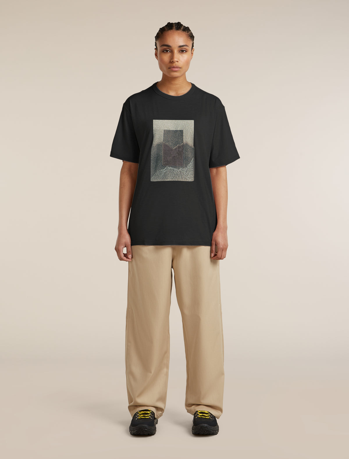 Women's Merino 150 Tech Lite Short Sleeve Relaxed Tee Mountain Shift Black - 3