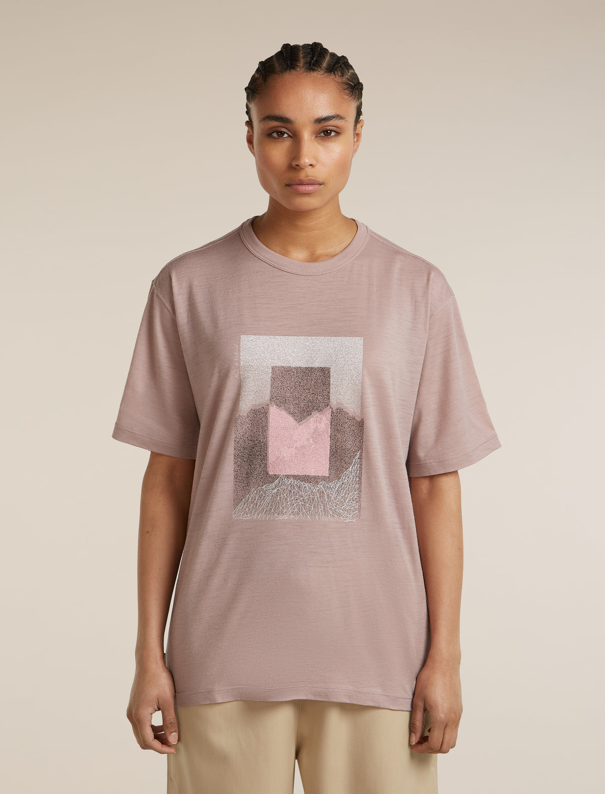 Women's Merino 150 Tech Lite Short Sleeve Relaxed Tee Mountain Shift Pink quartz - 1