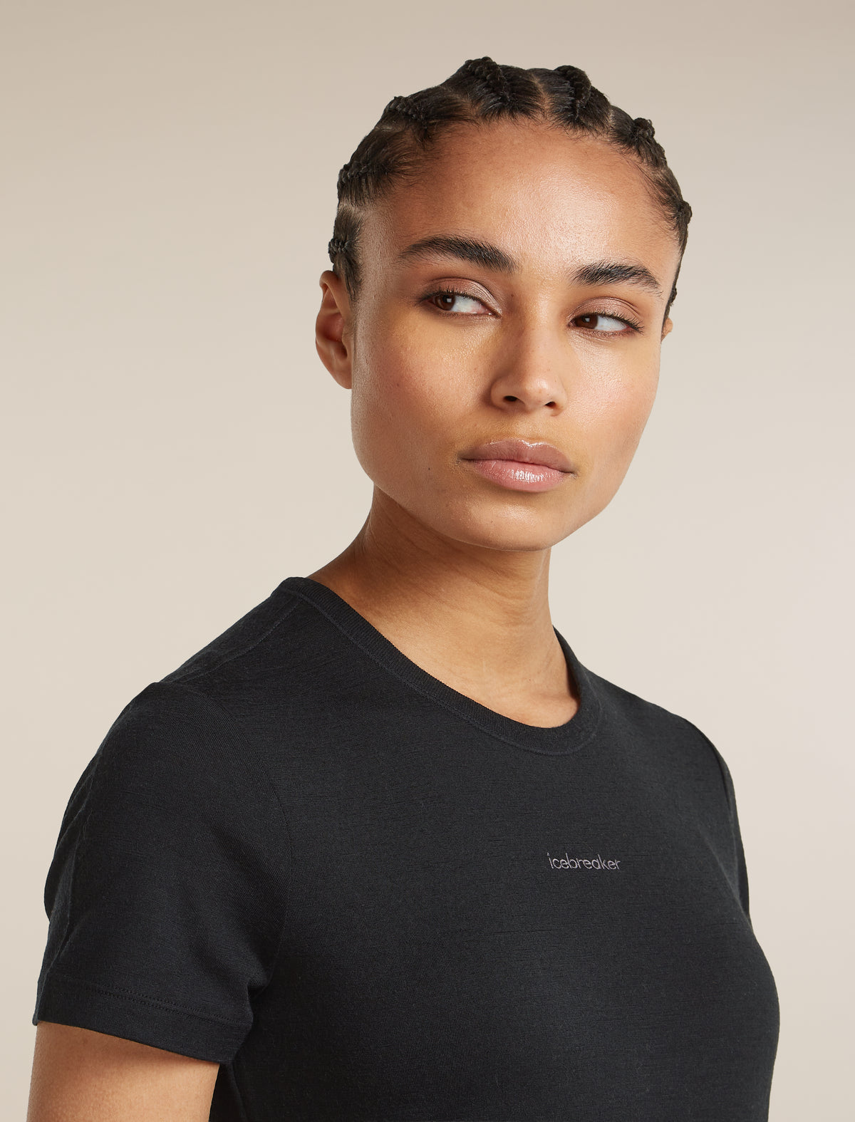 icebreaker Women's Merino 200 Tech Lite Short Sleeve Crop Slim Tee Black Women - 6