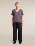 Women's Merino 150 Tech Lite Short Sleeve Relaxed V Neck Tee Grey Plum - 3