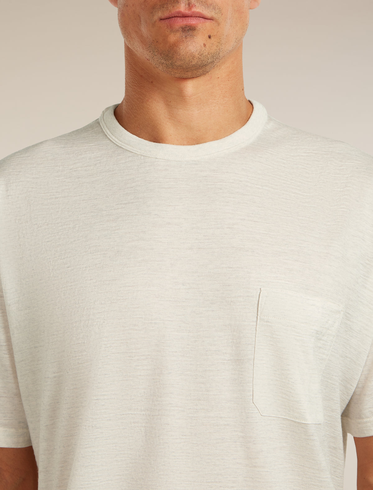 Unisex Merino 150 Short Sleeve Pocket Tee Ecru hthr - 11