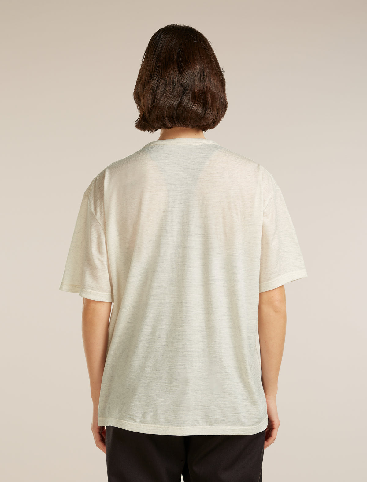 Unisex Merino 150 Short Sleeve Pocket Tee Ecru hthr - 2