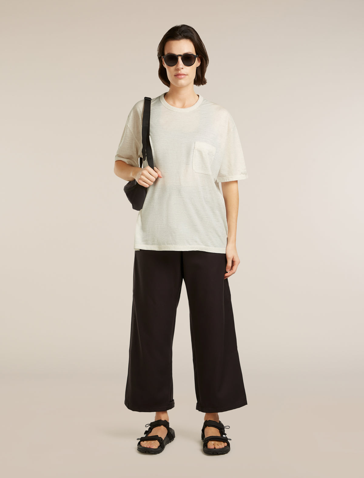 Unisex Merino 150 Short Sleeve Pocket Tee Ecru hthr - 4