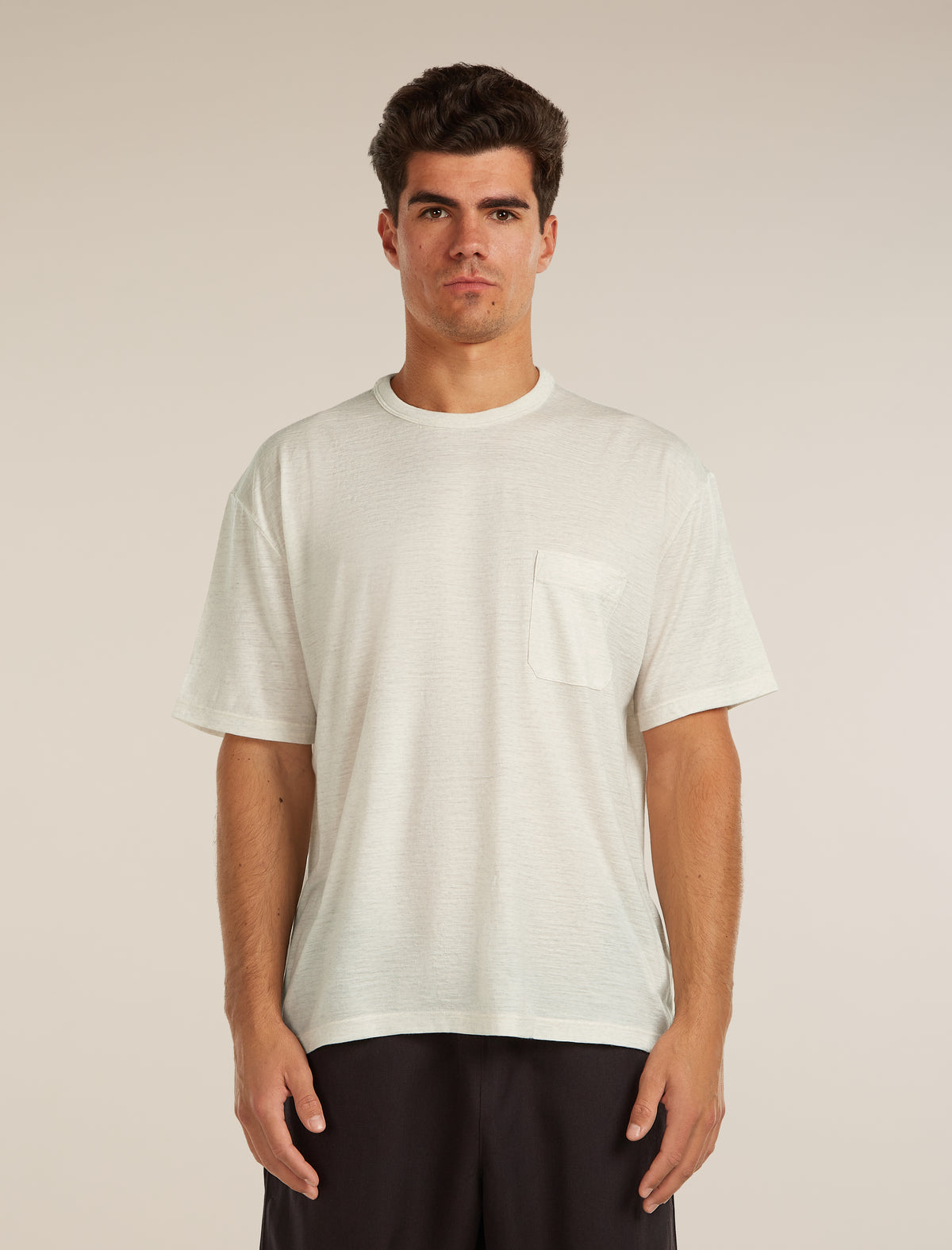 Unisex Merino 150 Short Sleeve Pocket Tee Ecru hthr - 5