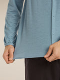 Unisex Merino 150 Round Neck Cardigan Flint Blue - 11