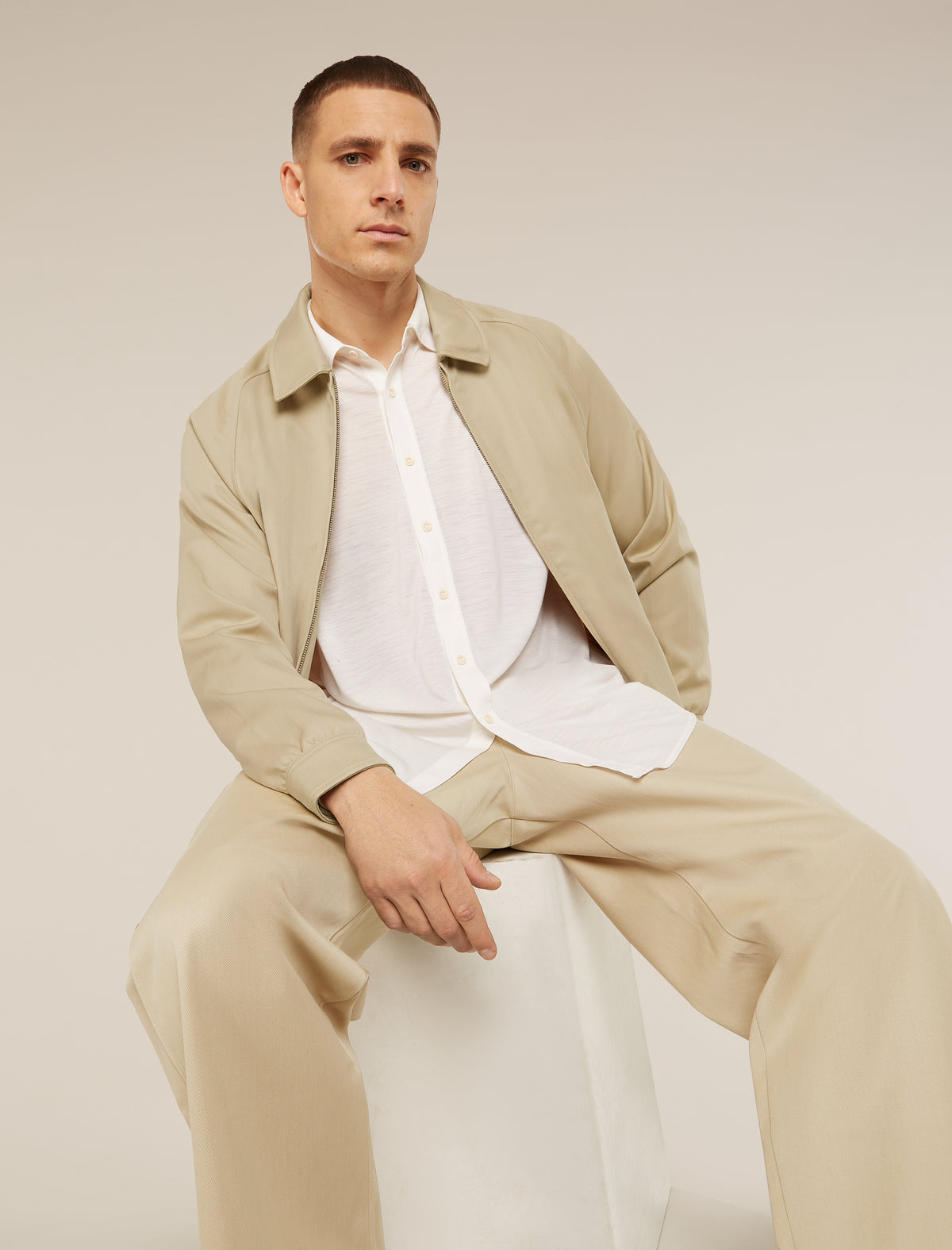 Unisex Merino Cotton Twill Shirt Jacket Safari - 1