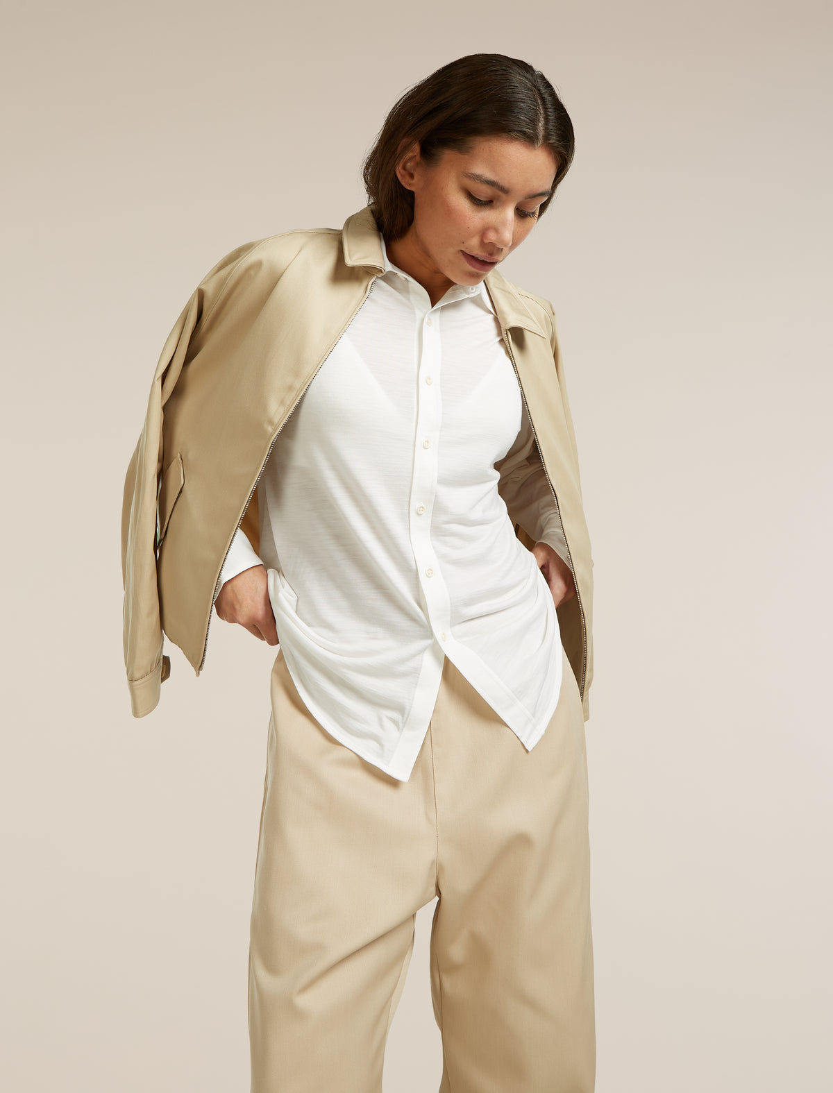 Unisex Merino Cotton Twill Adjustable Pants Safari - 17