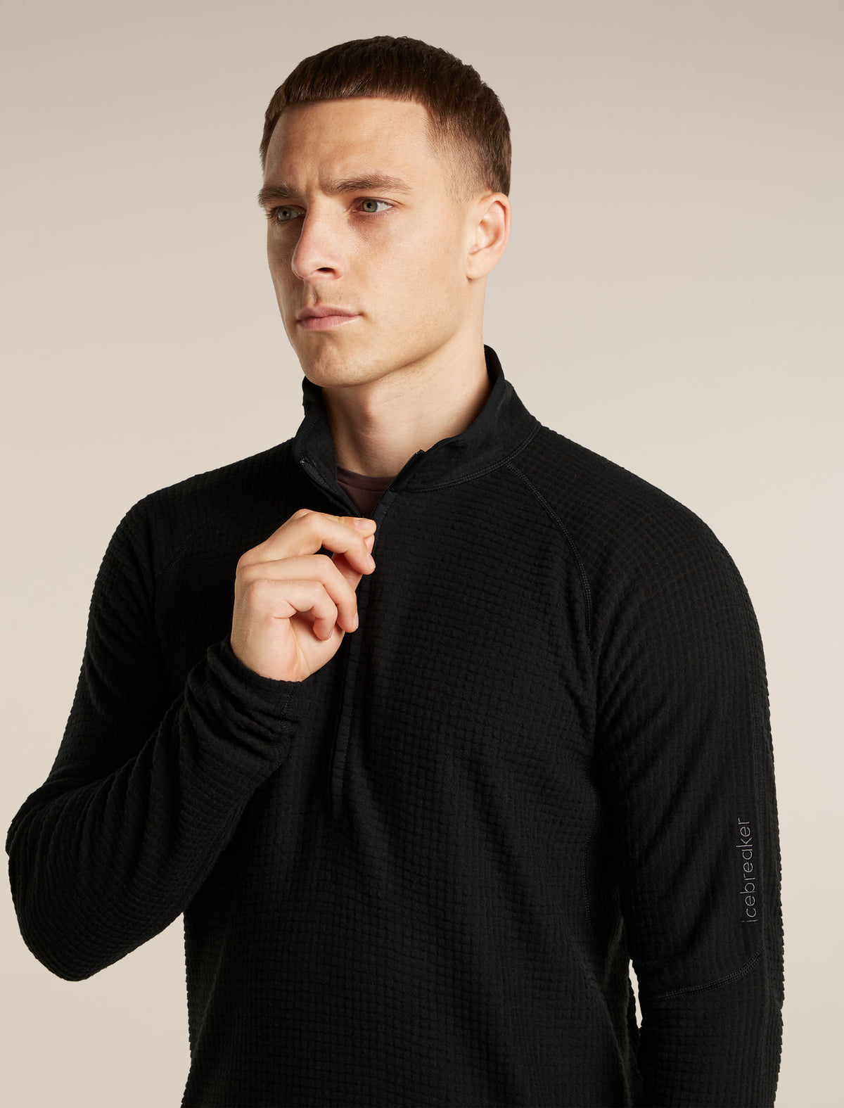 Men's Merino 400 RealFleece™ Grid Peaksland Long Sleeve Thermal Half Zip Black - 6